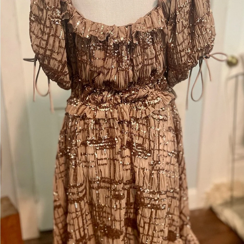 En Saison Brown Sequin-Embellished Mini Dress – Size Large, NWT - Picture 10 of 14